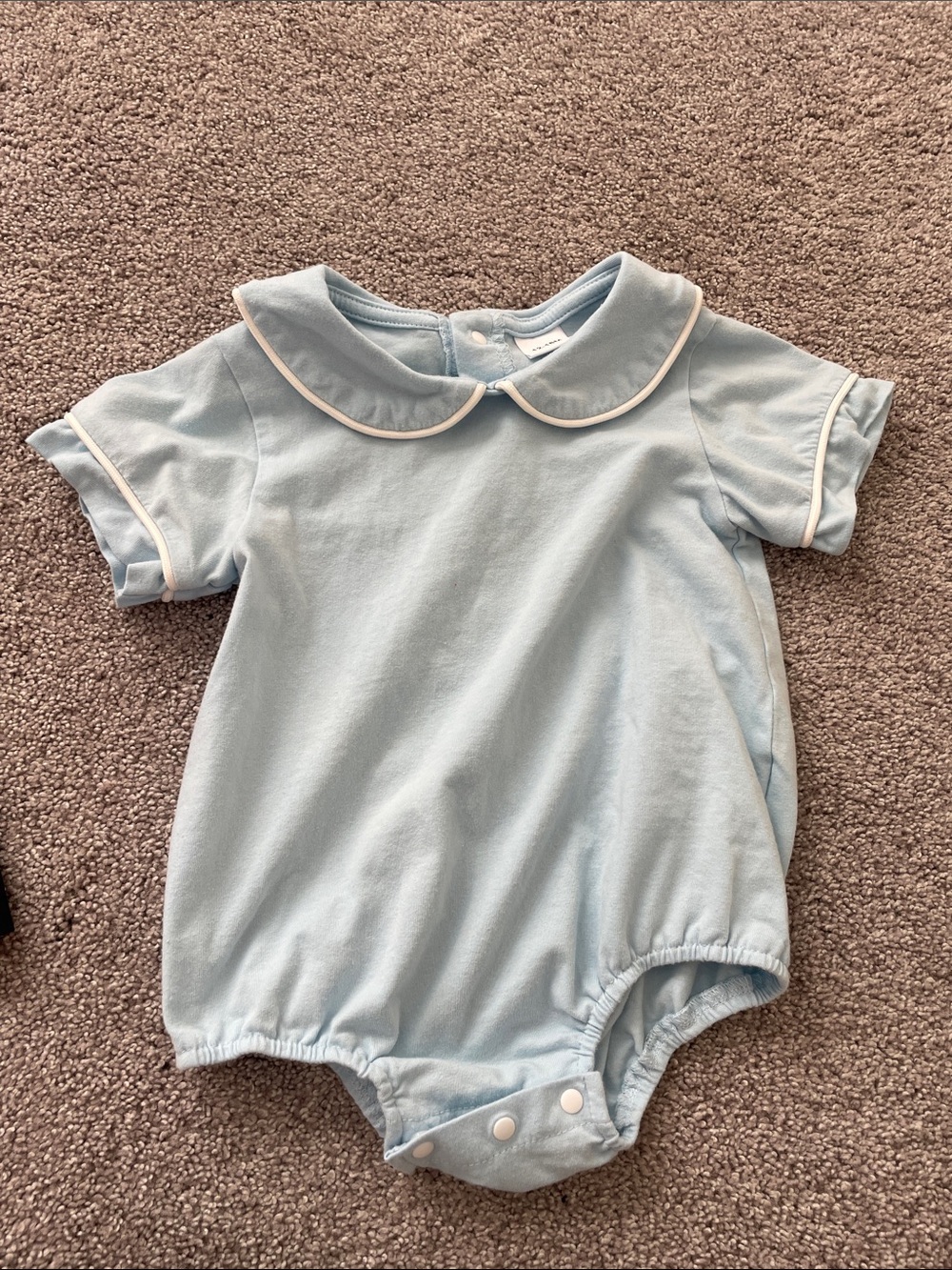 Classic Blue Peter Pan Collar One-Piece for Kids
